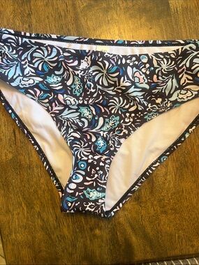 Women's Floral Print Bikini Bottoms in Navy, Teal & Pink
